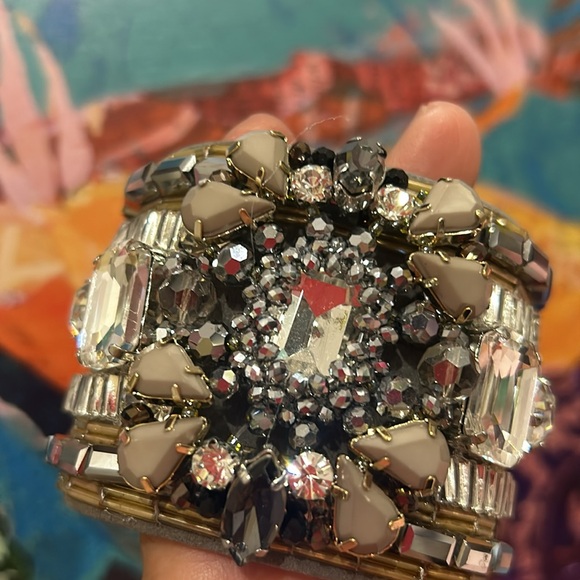 Exquisite Crystal & Beads Gold Hematite Cuff-Boutique - Picture 2 of 9